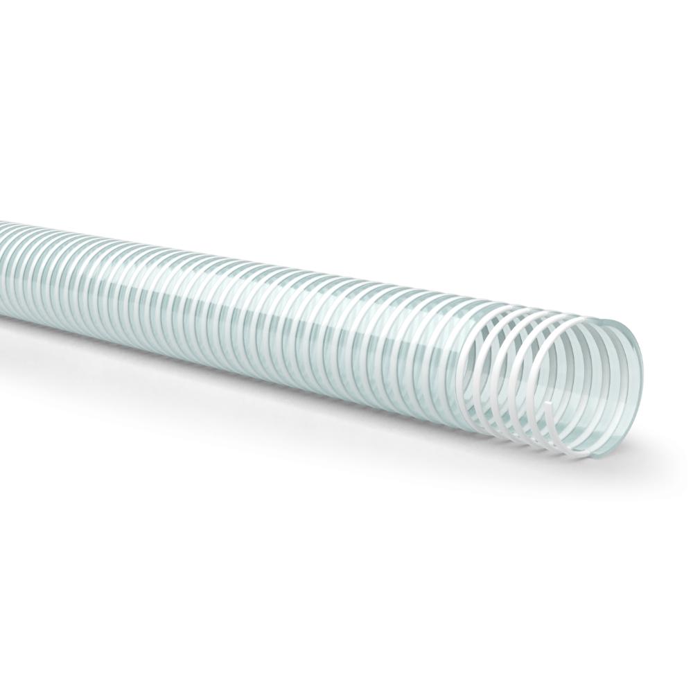 3/4 Inch X 50 Ft Flexible PVC Water Hose - Clear With White Helix For Suction & Discharge